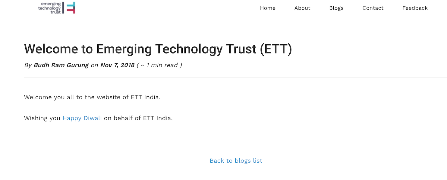 Welcome to ETT India