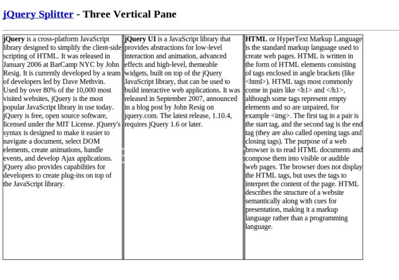 Split div into three equal parts vertically